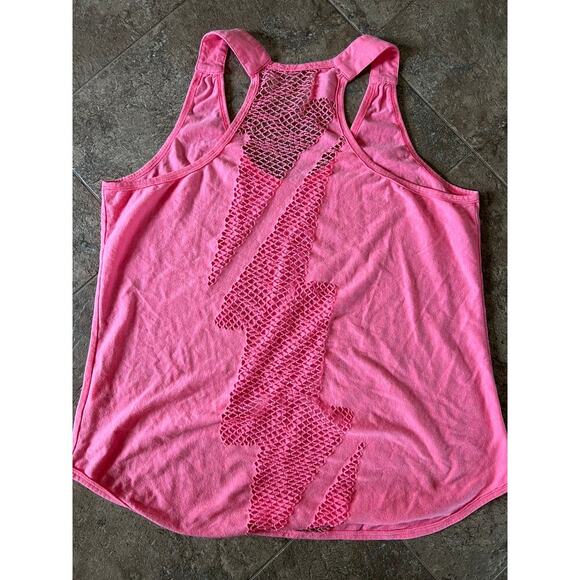 Fox Racing pink tank top with crochet lace on back, women's size XL - Picture 5 of 9